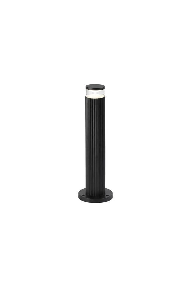 Khazri Ribbed Line 35cm Post Lamp With X Pattern Acrylic Shade, 1 x GU10, IP54, Black/Clear/Frosted