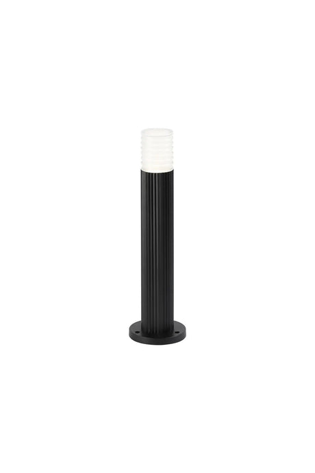 Khazri Ribbed Line 35cm Post Lamp With Horizontal Line Acrylic Shade, 1 x GU10, IP54, Black/Clear/Frosted