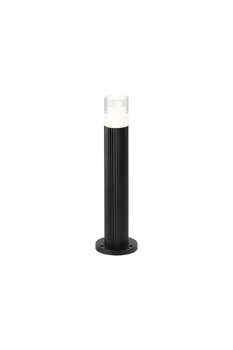 Khazri Ribbed Line 35cm Post Lamp With Tier Pattern Acrylic Shade, 1 x GU10, IP54, Black/Clear