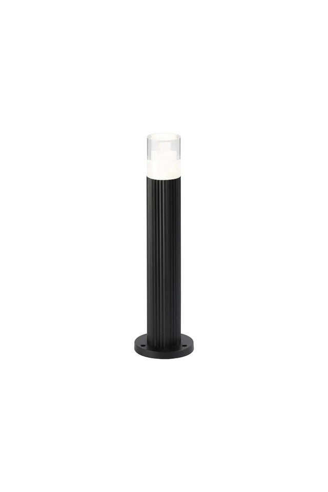 Khazri Ribbed Line 35cm Post Lamp With Tier Pattern Acrylic Shade, 1 x GU10, IP54, Black/Clear