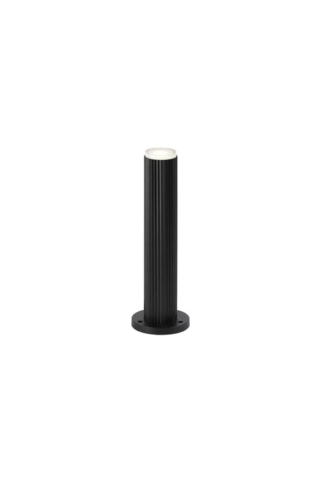 Khazri Ribbed Line 35cm Post Lamp With Shallow Acrylic Shade, 1 x GU10, IP54, Black/Clear/Frosted