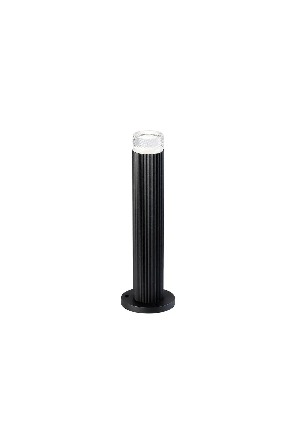 Khazri Ribbed Line 35cm Post Lamp With Short Diagonal Pattern Acrylic Shade, 1 x GU10, IP54, Black/Clear/Frosted