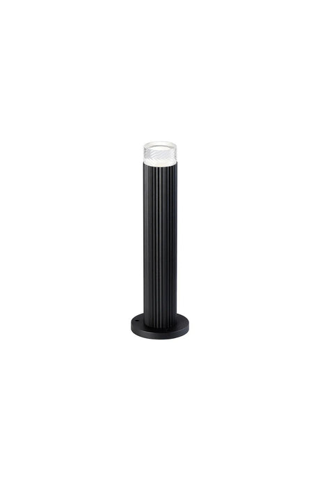 Khazri Ribbed Line 35cm Post Lamp With Short Diagonal Pattern Acrylic Shade, 1 x GU10, IP54, Black/Clear/Frosted