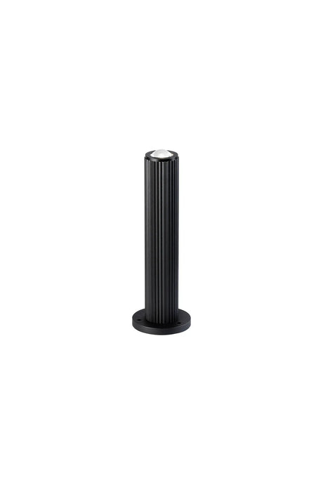 Khazri Ribbed Line 35cm Post Lamp With Dome Acrylic Shade, 1 x GU10, IP54, Black/Clear/Frosted