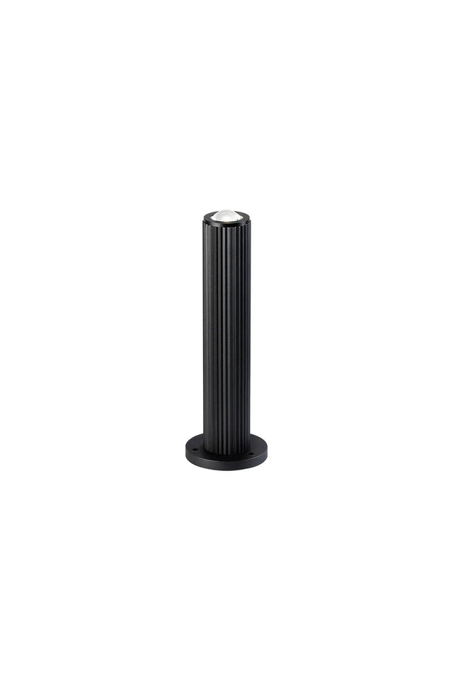 Khazri Ribbed Line 35cm Post Lamp With Dome Acrylic Shade, 1 x GU10, IP54, Black/Clear/Frosted