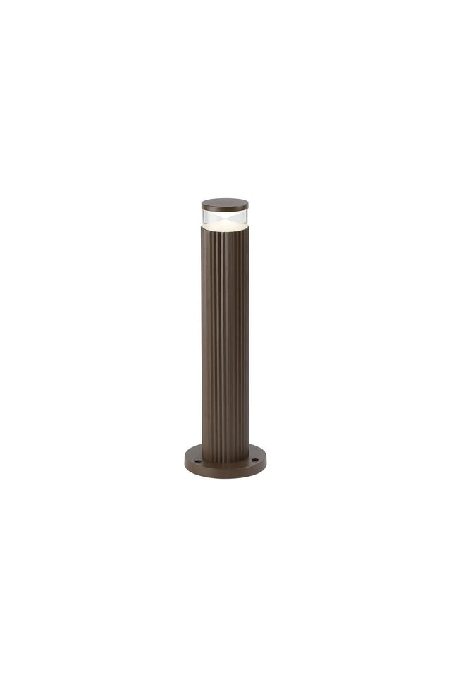 Khazri Ribbed Line 35cm Post Lamp With X Pattern Acrylic Shade, 1 x GU10, IP54, Dark Brown/Clear/Frosted