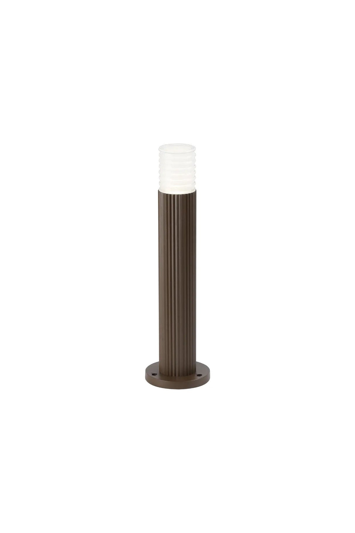 Khazri Ribbed Line 35cm Post Lamp With Horizontal Line Acrylic Shade, 1 x GU10, IP54, Dark Brown/Clear/Frosted