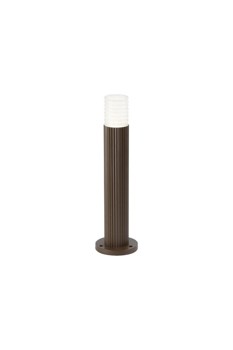 Khazri Ribbed Line 35cm Post Lamp With Horizontal Line Acrylic Shade, 1 x GU10, IP54, Dark Brown/Clear/Frosted