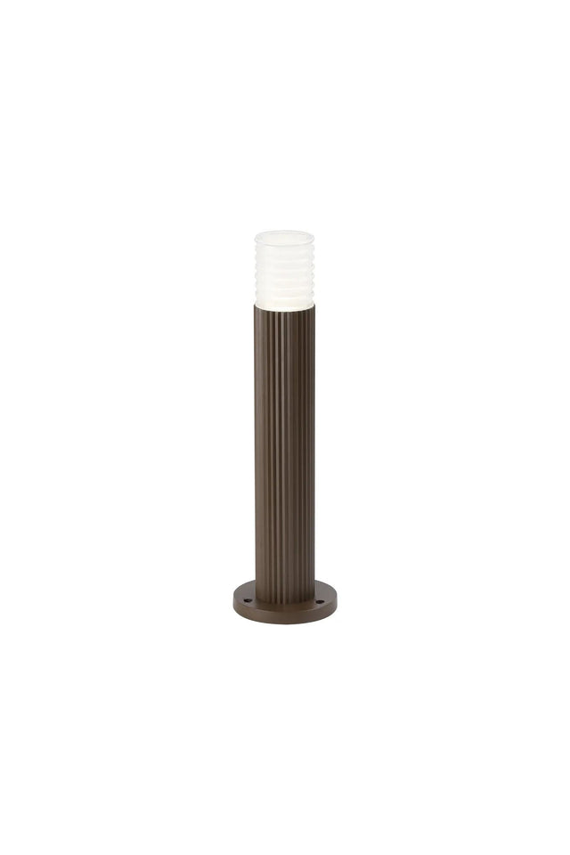Khazri Ribbed Line 35cm Post Lamp With Horizontal Line Acrylic Shade, 1 x GU10, IP54, Dark Brown/Clear/Frosted