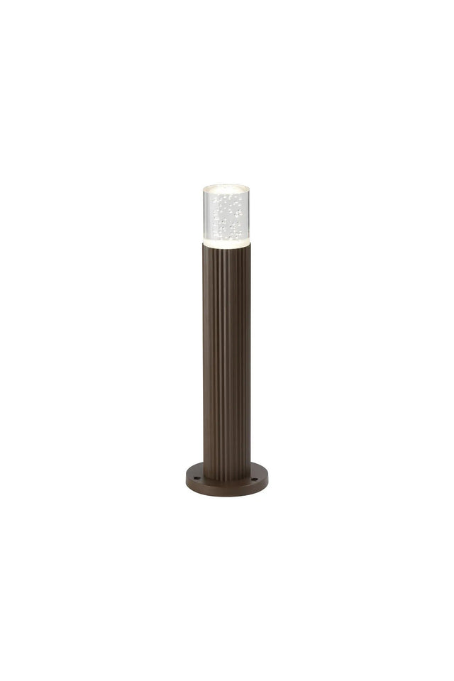 Khazri Ribbed Line 35cm Post Lamp With Bubble Acrylic Shade, 1 x GU10, IP54, Dark Brown/Clear