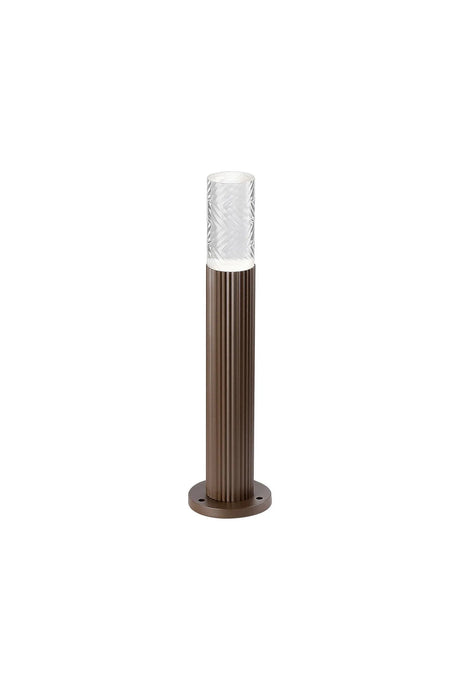Khazri Ribbed Line 35cm Post Lamp With Tall Diagonal Pattern Acrylic Shade, 1 x GU10, IP54, Dark Brown/Clear/Frosted