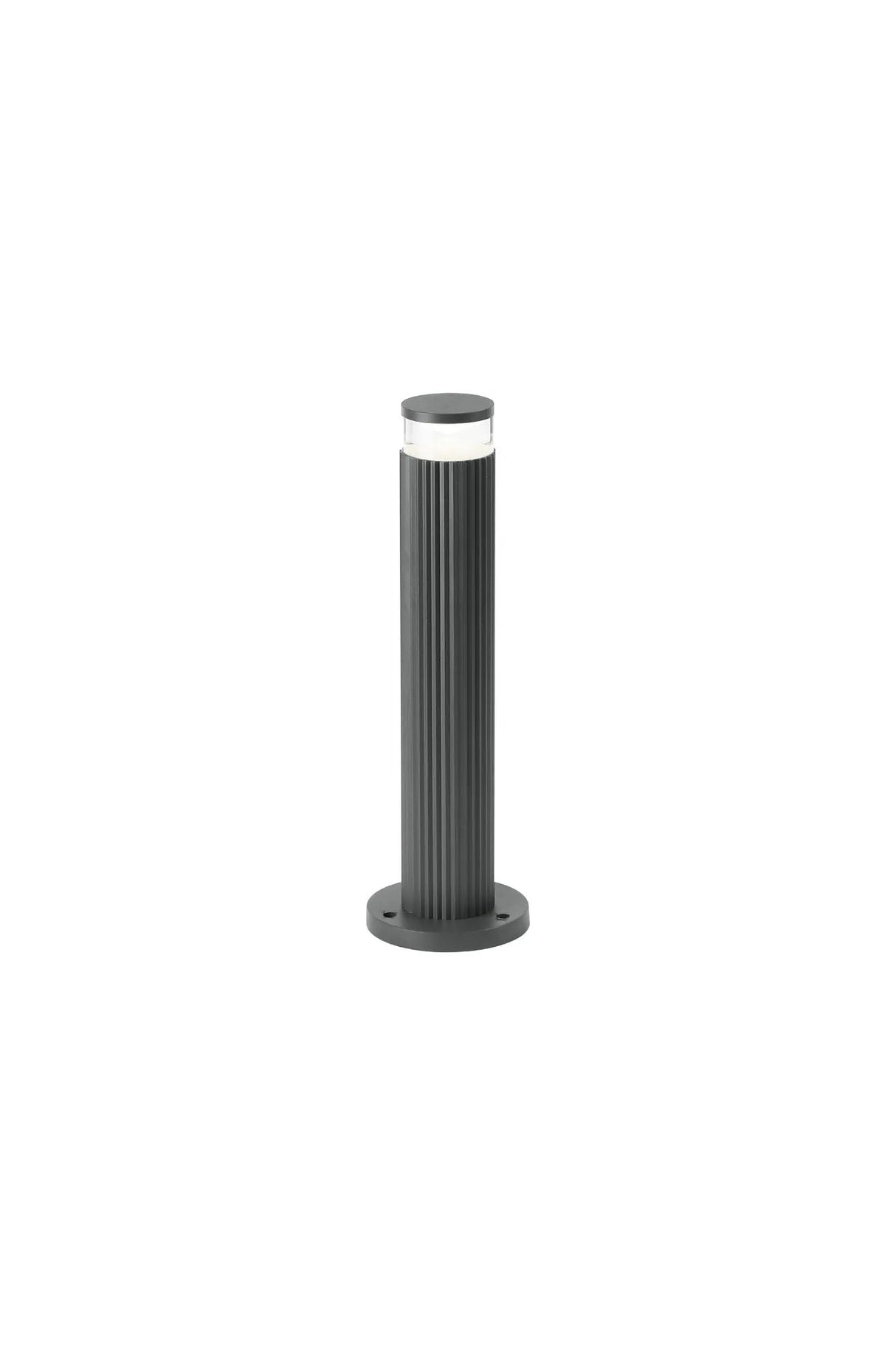 Khazri Ribbed Line 35cm Post Lamp With X Pattern Acrylic Shade, 1 x GU10, IP54, Grey/Clear/Frosted
