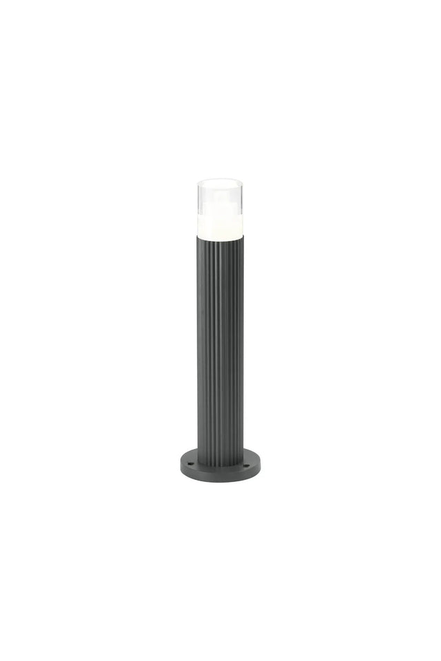 Khazri Ribbed Line 35cm Post Lamp With Tier Pattern Acrylic Shade, 1 x GU10, IP54, Grey/Clear