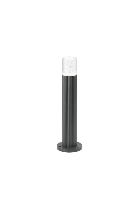 Khazri Ribbed Line 35cm Post Lamp With Bubble Acrylic Shade, 1 x GU10, IP54, Grey/Clear