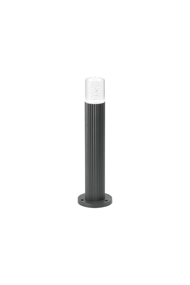 Khazri Ribbed Line 35cm Post Lamp With Bubble Acrylic Shade, 1 x GU10, IP54, Grey/Clear