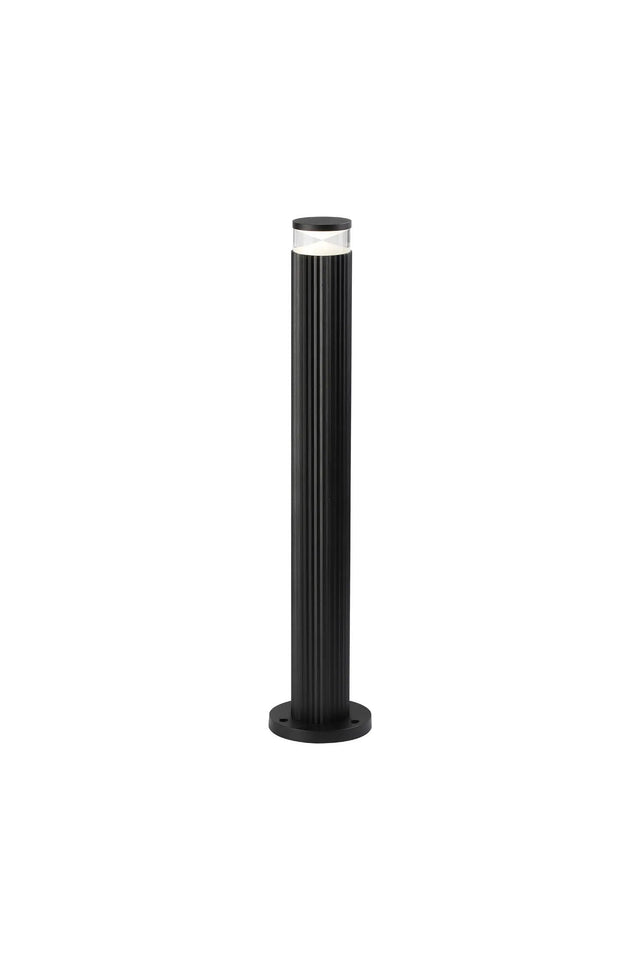 Khazri Ribbed Line 55cm Post Lamp With X Pattern Acrylic Shade, 1 x GU10, IP54, Black/Clear/Frosted