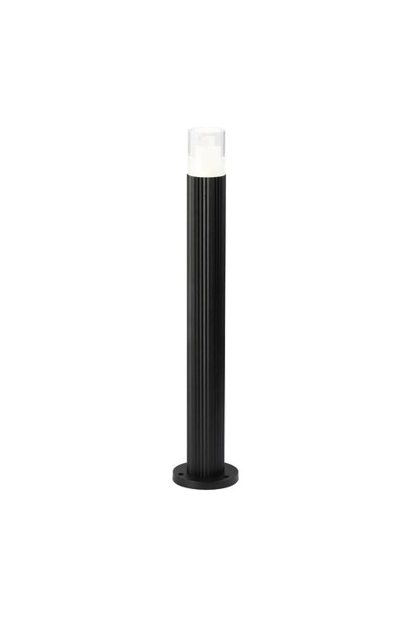 Khazri Ribbed Line 55cm Post Lamp With Tier Pattern Acrylic Shade, 1 x GU10, IP54, Black/Clear