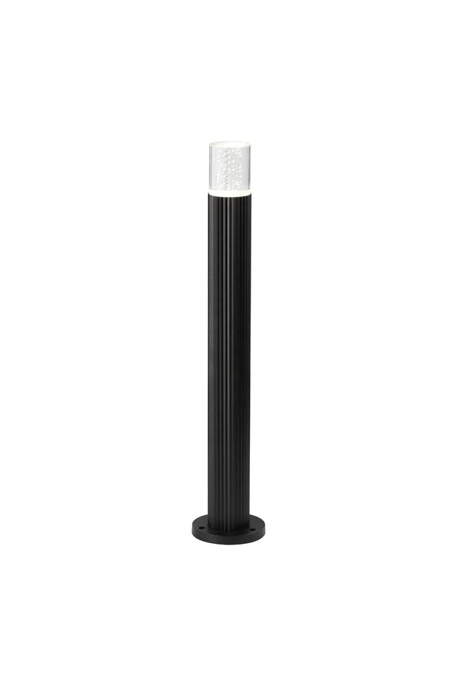 Khazri Ribbed Line 55cm Post Lamp With Bubble Acrylic Shade, 1 x GU10, IP54, Black/Clear