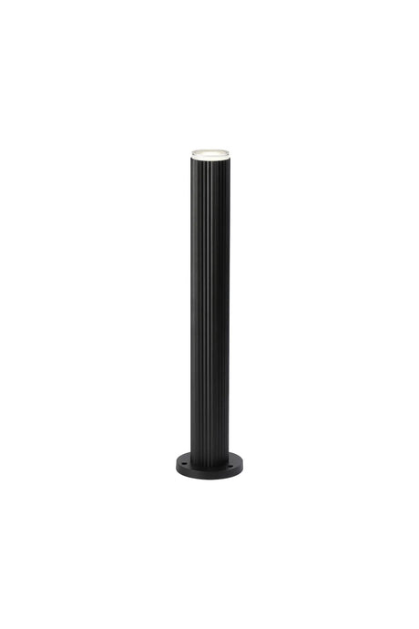 Khazri Ribbed Line 55cm Post Lamp With Shallow Acrylic Shade, 1 x GU10, IP54, Black/Clear/Frosted