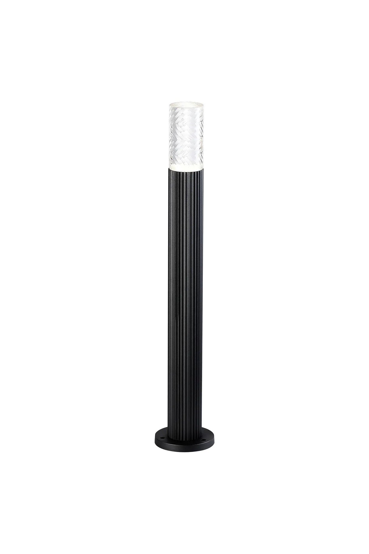 Khazri Ribbed Line 55cm Post Lamp With Tall Diagonal Pattern Acrylic Shade, 1 x GU10, IP54, Black/Clear/Frosted