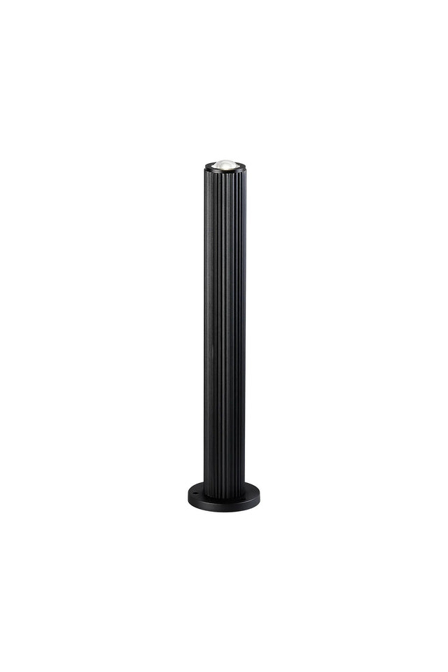 Khazri Ribbed Line 55cm Post Lamp With Dome Acrylic Shade, 1 x GU10, IP54, Black/Clear/Frosted