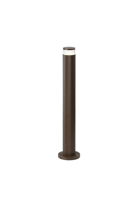 Khazri Ribbed Line 55cm Post Lamp With X Pattern Acrylic Shade, 1 x GU10, IP54, Dark Brown/Clear/Frosted