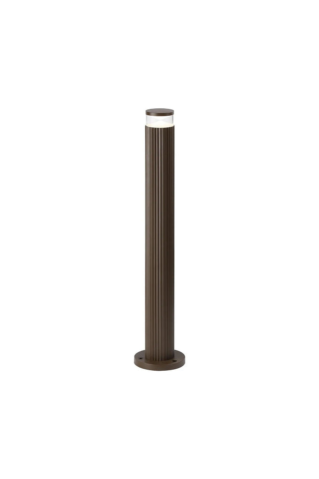 Khazri Ribbed Line 55cm Post Lamp With X Pattern Acrylic Shade, 1 x GU10, IP54, Dark Brown/Clear/Frosted