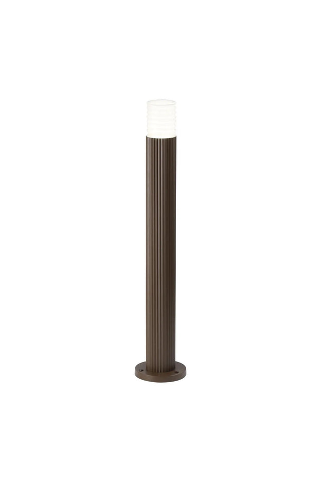 Khazri Ribbed Line 55cm Post Lamp With Horizontal Line Acrylic Shade, 1 x GU10, IP54, Dark Brown/Clear/Frosted