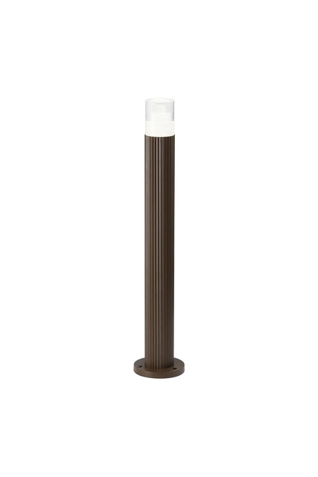 Khazri Ribbed Line 55cm Post Lamp With Tier Pattern Acrylic Shade, 1 x GU10, IP54, Dark Brown/Clear