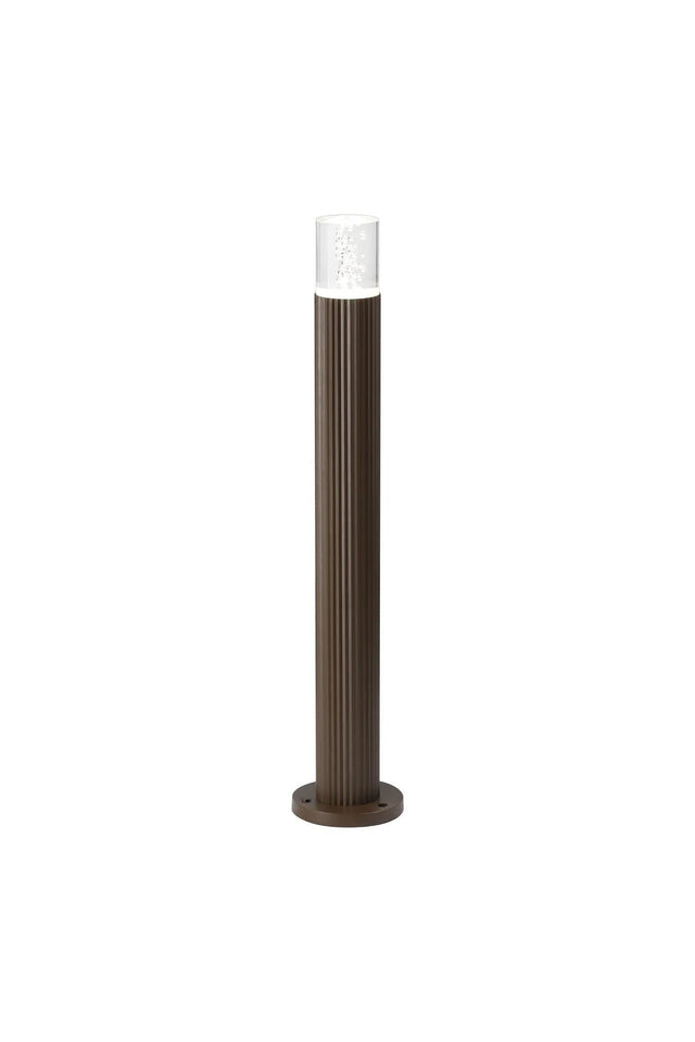 Khazri Ribbed Line 55cm Post Lamp With Bubble Acrylic Shade, 1 x GU10, IP54, Dark Brown/Clear