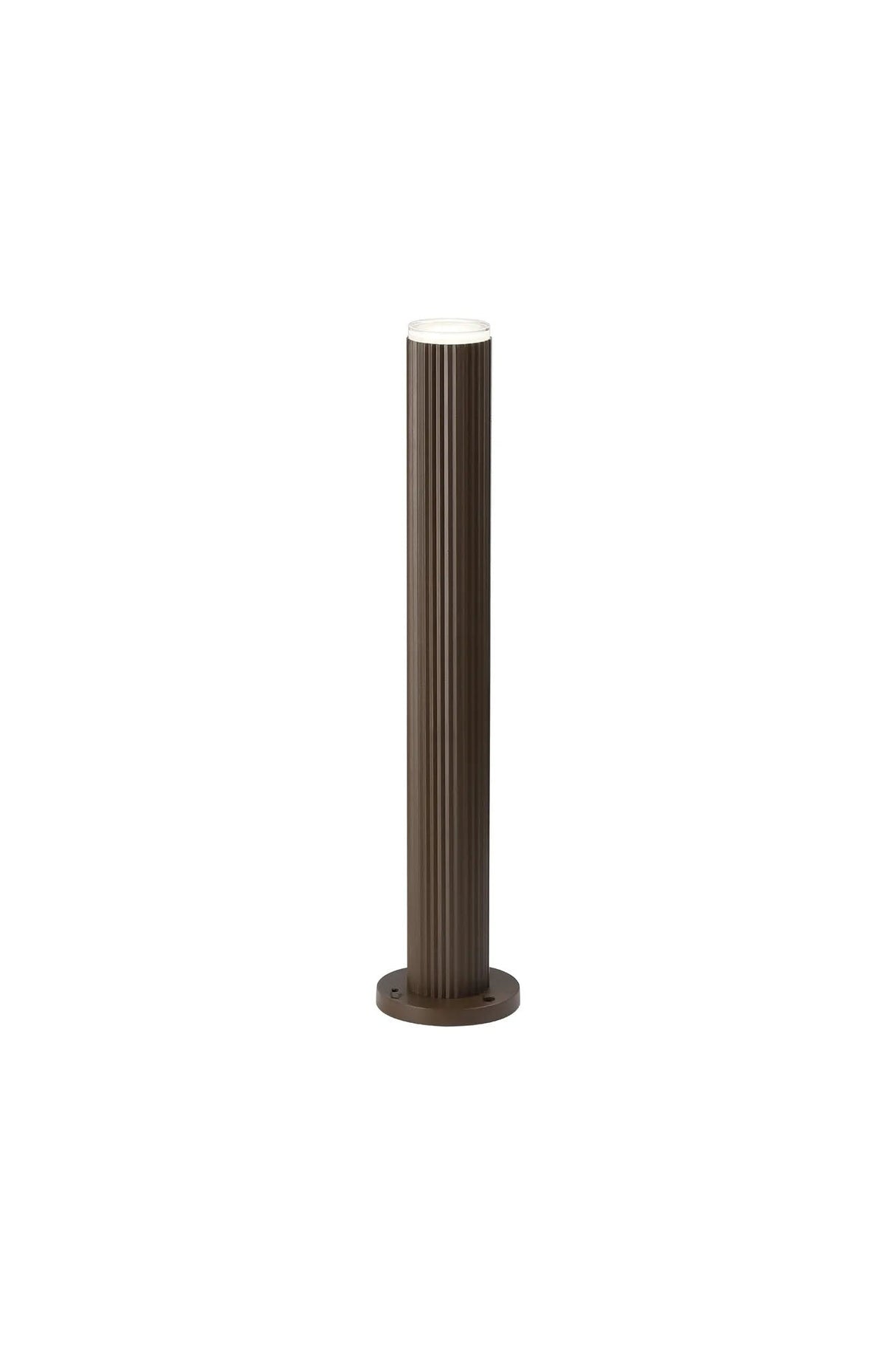 Khazri Ribbed Line 55cm Post Lamp With Shallow Acrylic Shade, 1 x GU10, IP54, Dark Brown/Clear/Frosted
