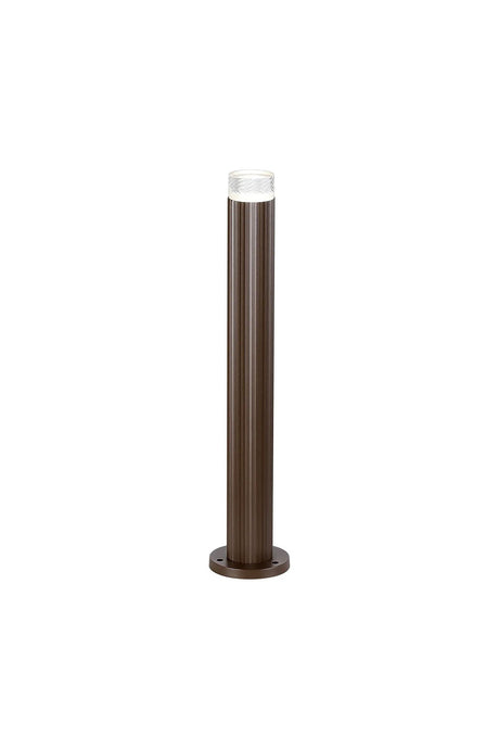 Khazri Ribbed Line 55cm Post Lamp With Short Diagonal Pattern Acrylic Shade, 1 x GU10, IP54, Dark Brown/Clear/Frosted