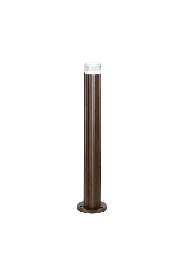 Khazri Ribbed Line 55cm Post Lamp With Short Diagonal Pattern Acrylic Shade, 1 x GU10, IP54, Dark Brown/Clear/Frosted