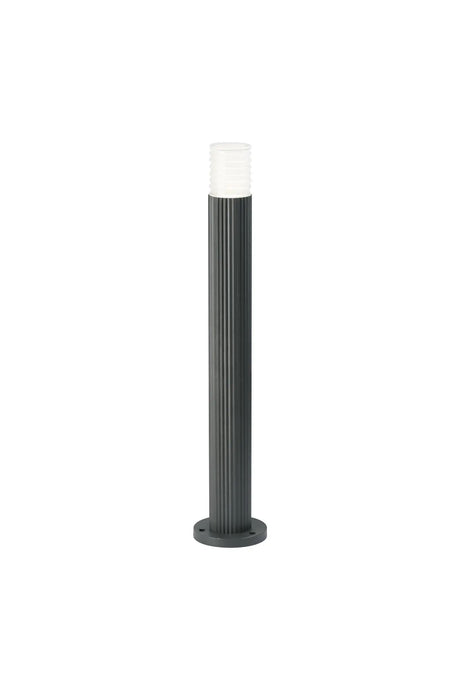 Khazri Ribbed Line 55cm Post Lamp With Horizontal Line Acrylic Shade, 1 x GU10, IP54, Grey/Clear/Frosted