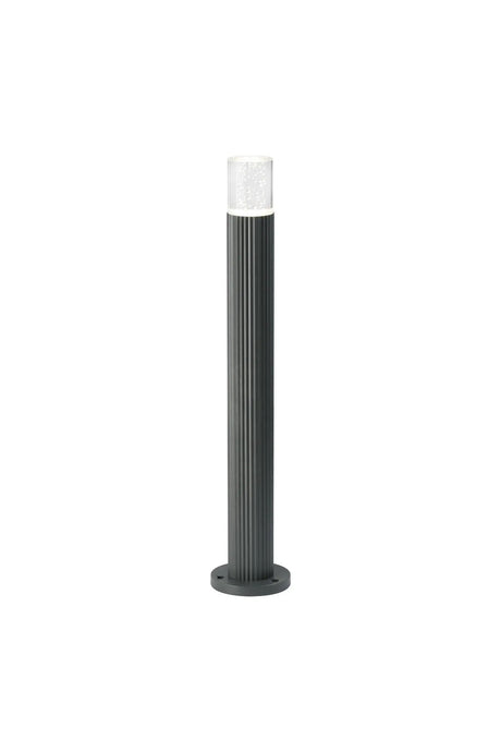 Khazri Ribbed Line 55cm Post Lamp With Bubble Acrylic Shade, 1 x GU10, IP54, Grey/Clear