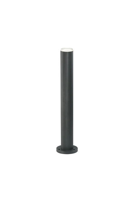 Khazri Ribbed Line 55cm Post Lamp With Shallow Acrylic Shade, 1 x GU10, IP54, Grey/Clear/Frosted