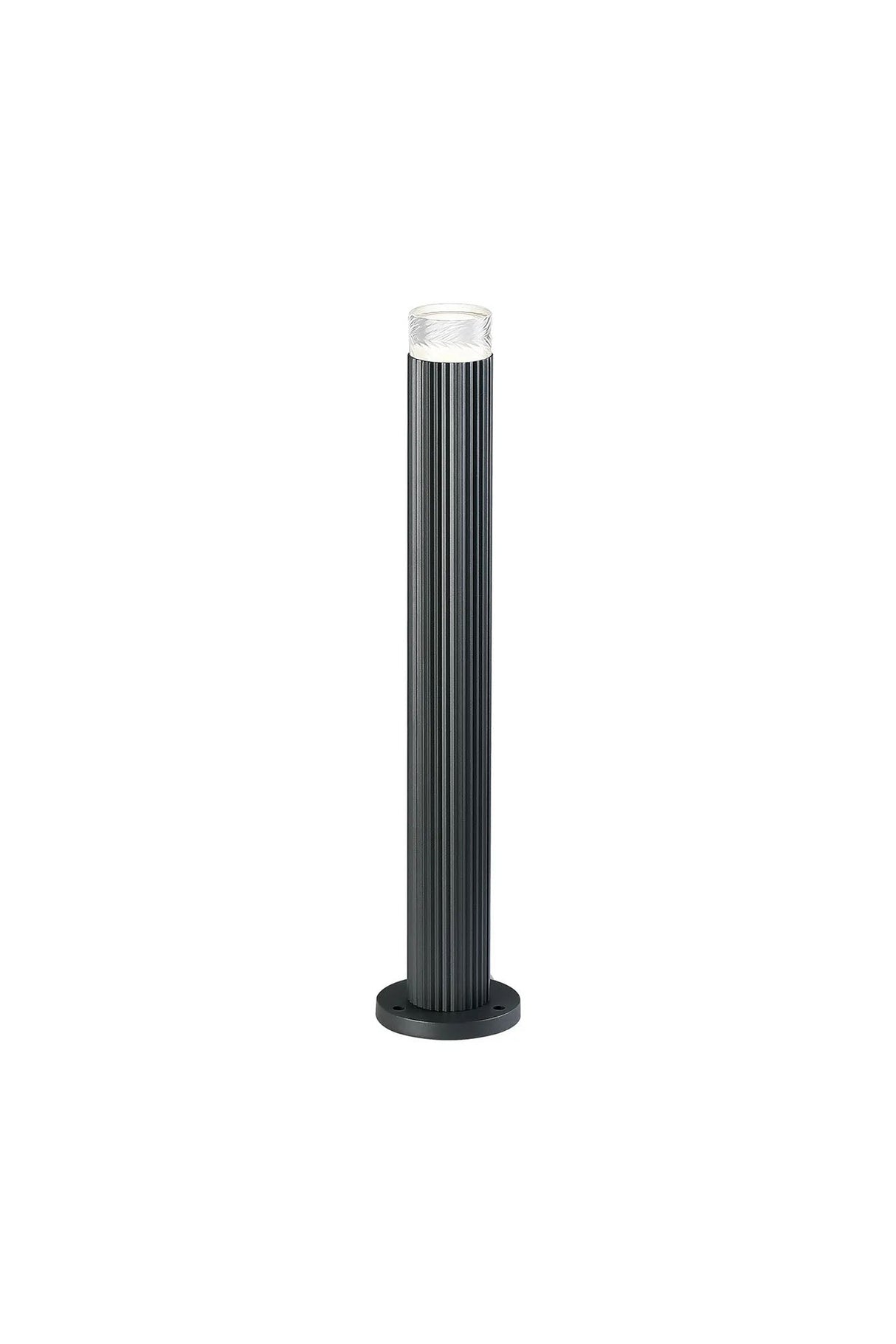 Khazri Ribbed Line 55cm Post Lamp With Short Diagonal Pattern Acrylic Shade, 1 x GU10, IP54, Grey/Clear/Frosted