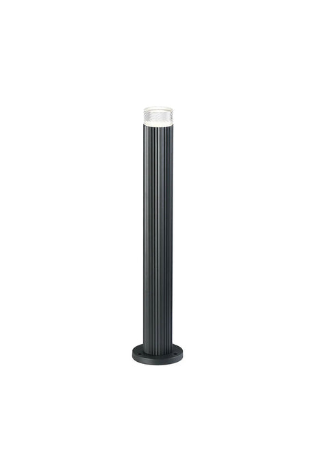 Khazri Ribbed Line 55cm Post Lamp With Short Diagonal Pattern Acrylic Shade, 1 x GU10, IP54, Grey/Clear/Frosted