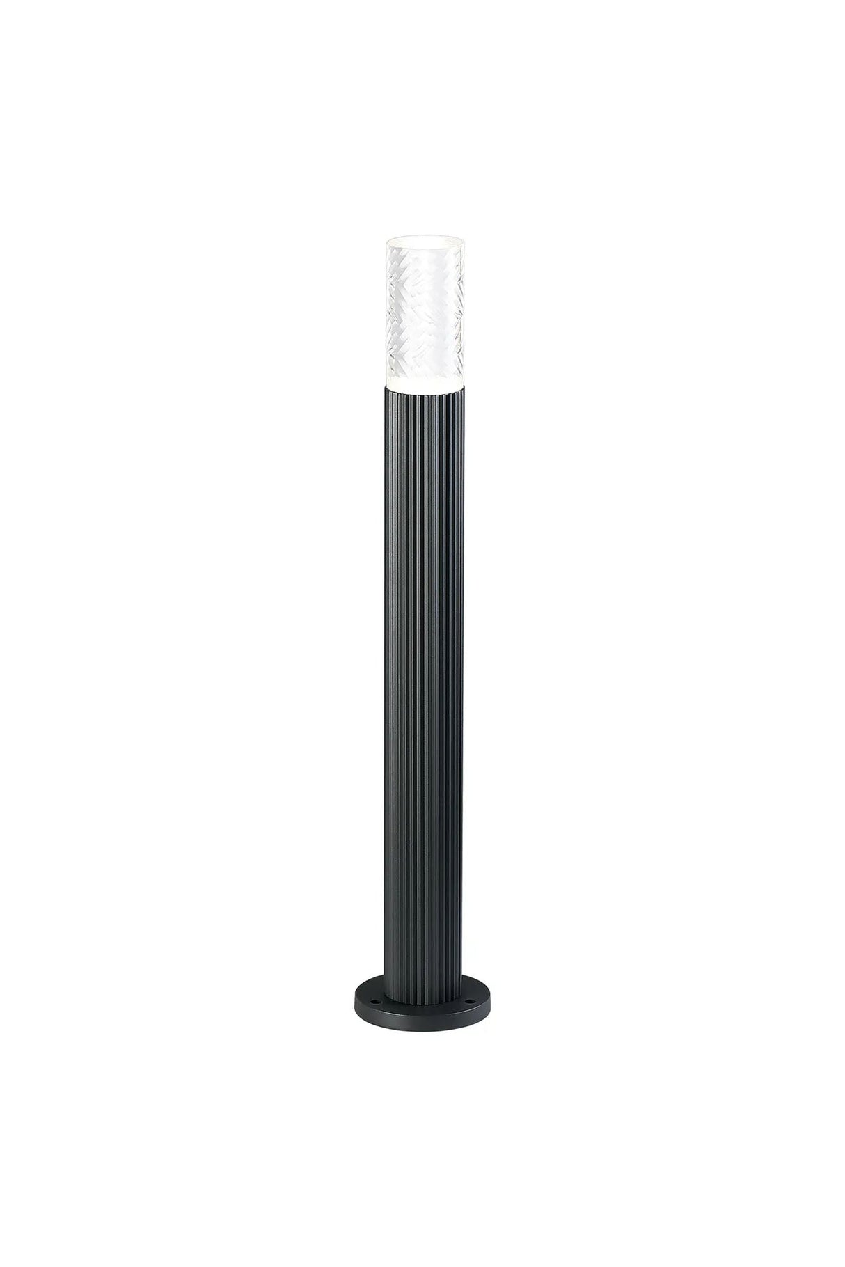 Khazri Ribbed Line 55cm Post Lamp With Tall Diagonal Pattern Acrylic Shade, 1 x GU10, IP54, Grey/Clear/Frosted