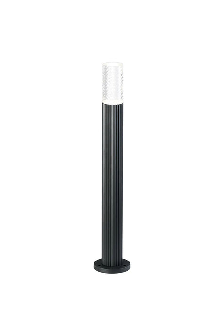 Khazri Ribbed Line 55cm Post Lamp With Tall Diagonal Pattern Acrylic Shade, 1 x GU10, IP54, Grey/Clear/Frosted
