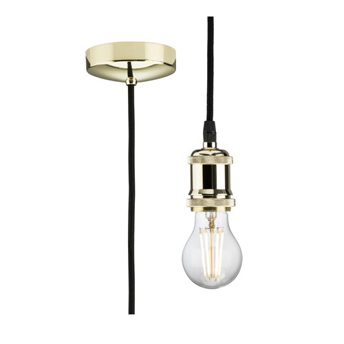 Knightsbridge 8271LPB Polished Brass 80W Max 1800mm Adjustable LED E27 Contemporary Pendant Set