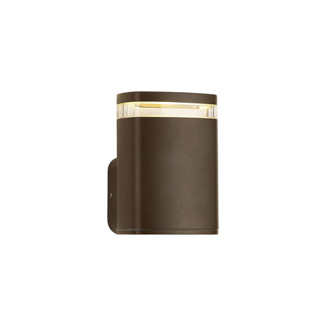 Latchford Wall Lamp 1 x GU10, IP54, Matt Brown/Clear