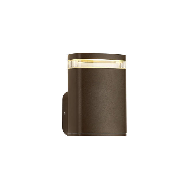 Latchford Wall Lamp 1 x GU10, IP54, Matt Brown/Clear