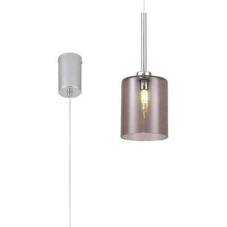 Lathen Single Pendant 2m, 1 x G9, Polished Chrome/Smoked Type B Shade