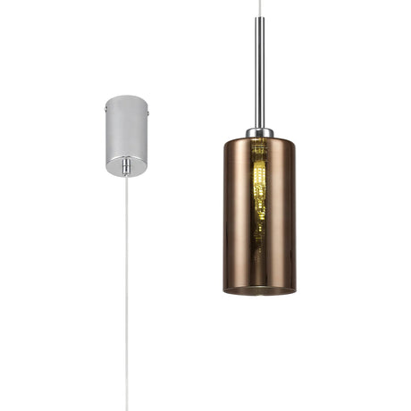 Lathen Single Pendant 2m, 1 x G9, Polished Chrome/Copper Type A Shade