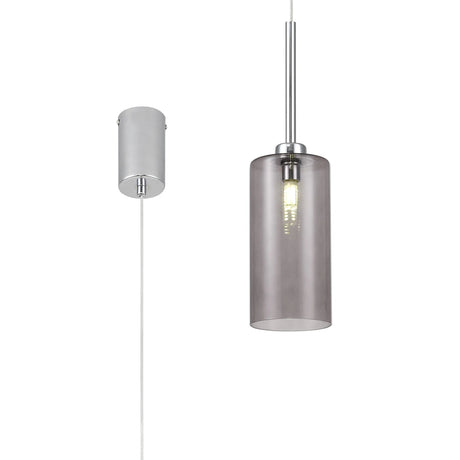 Lathen Single Pendant 2m, 1 x G9, Polished Chrome/Smoked Type A Shade