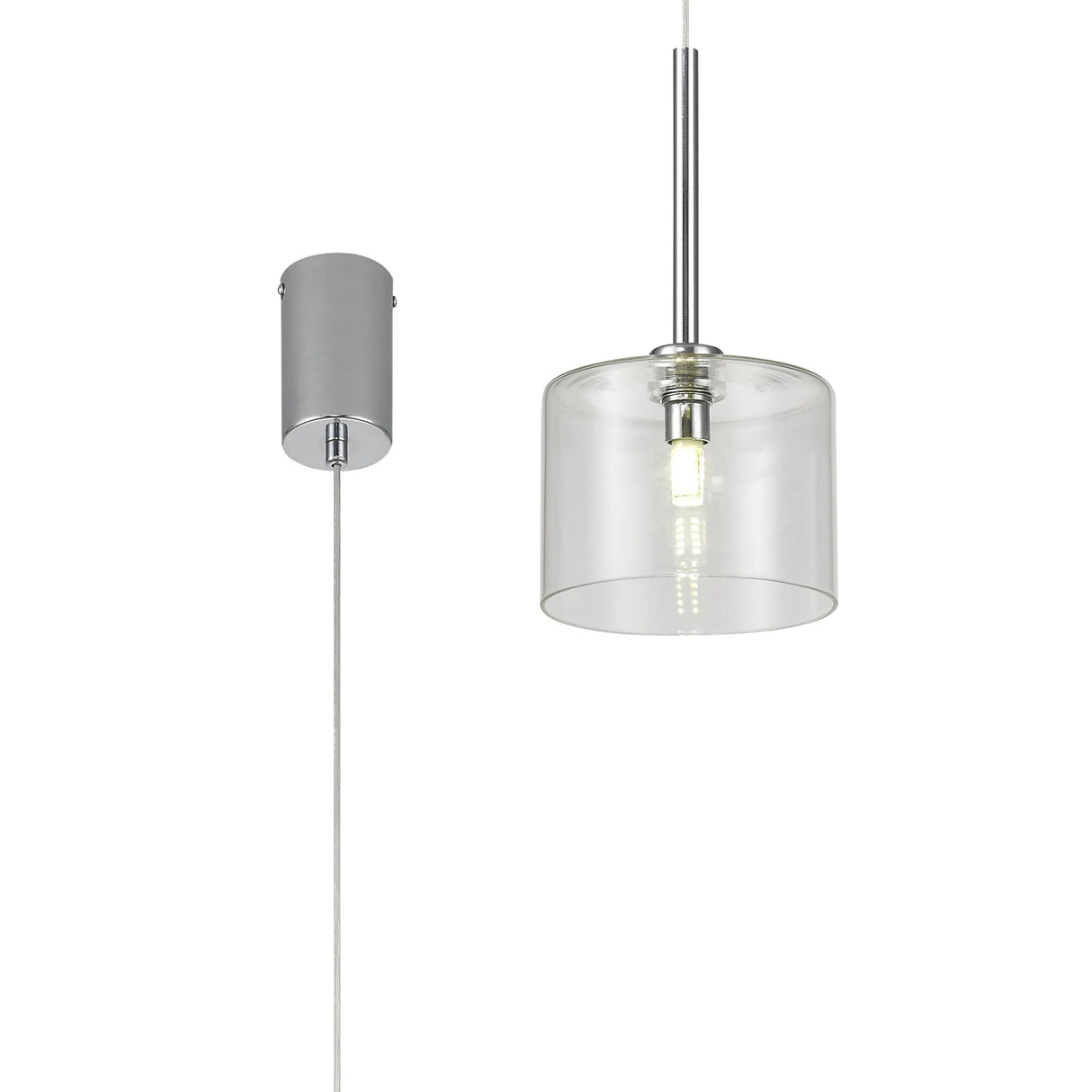 Lathen Single Pendant 2m, 1 x G9, Polished Chrome/Clear Type C Shade
