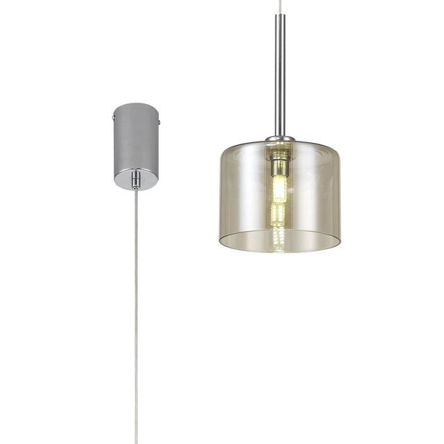 Lathen Single Pendant 2m, 1 x G9, Polished Chrome/Cognac Type C Shade