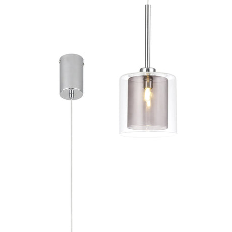Lathen Single Pendant 2m, 1 x G9, Polished Chrome/Smoked/Clear Type H Shade