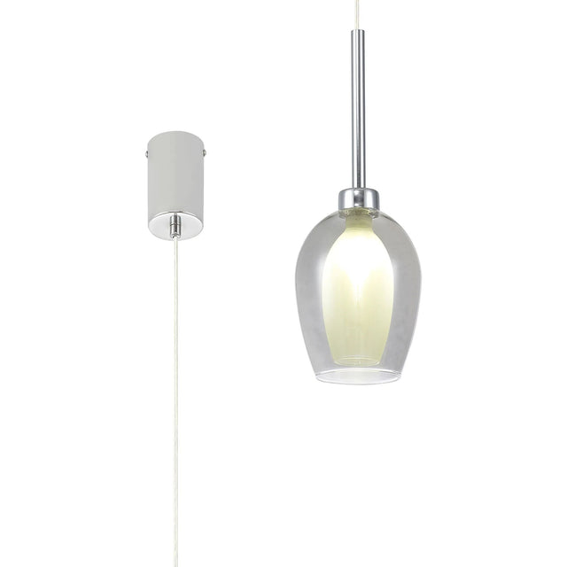 Lathen Single Pendant 2m, 1 x G9, Polished Chrome/Smoke/Frosted Type D Shade